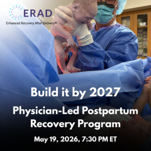 Physician showing newborn baby during C-section